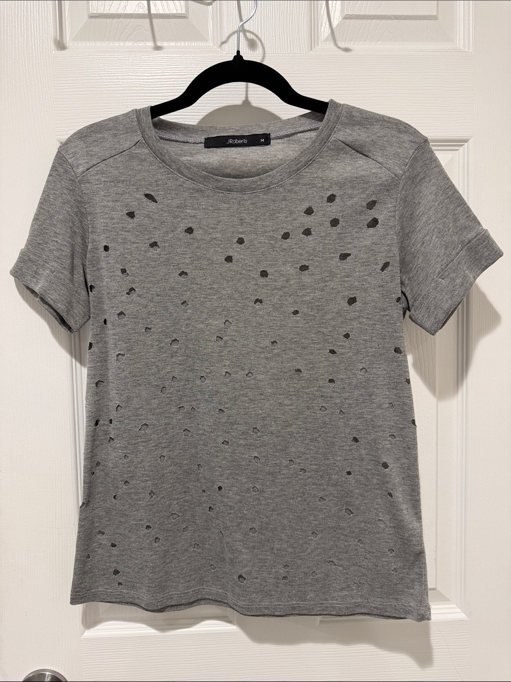 J. Crew Gray Distressed Short Sleeve Tee
